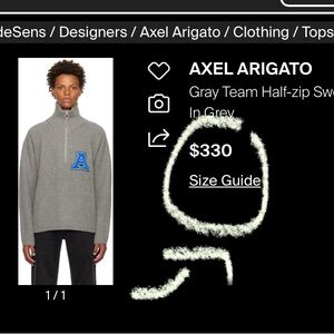 Axel Arigato Gray Sweater with Blue Patch
